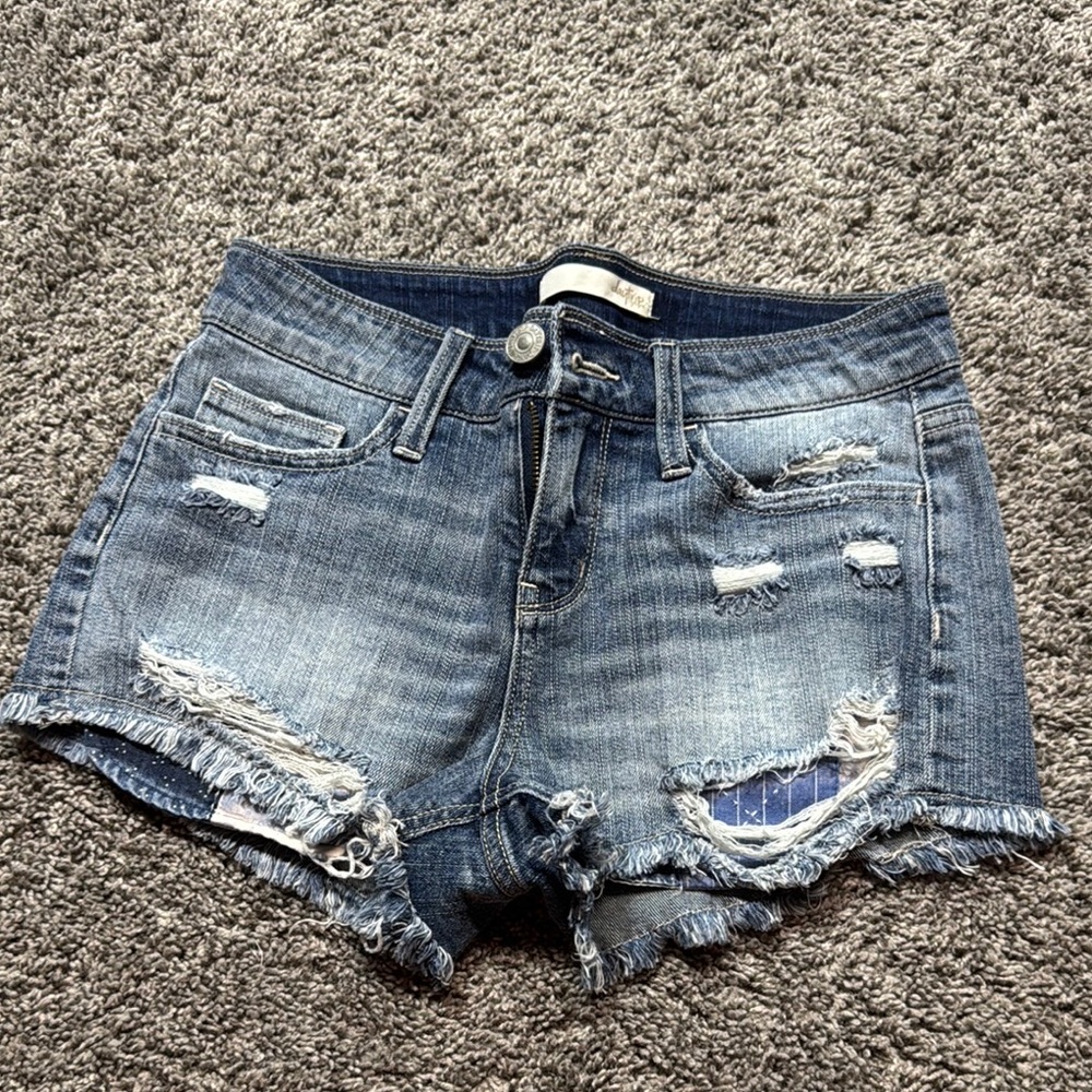 Daytrip Blue Distressed Jean Shorts